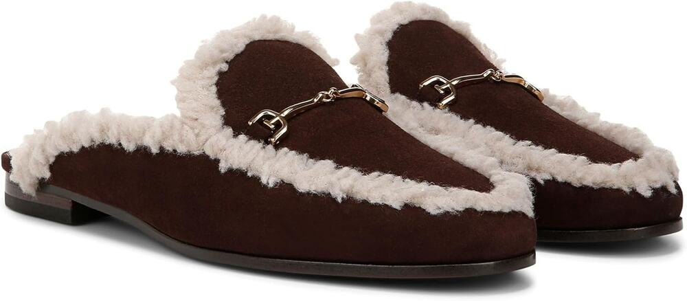 New In Box Sam Edelman LINNIE Cozy Mule Cafe Noir Shearling Sherpa US 10M NIB